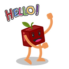 Smiling Apple Fruit Cartoon Mascot Character Isolated On White Background.