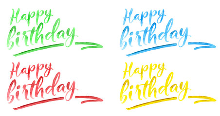 Feliz cumpleaños, textos en colores