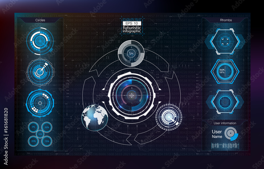 Poster abstract background with different elements of the hud. hud elements,graph.vector illustration.head-