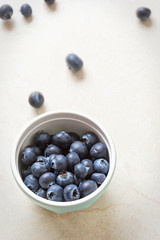 Blueberries on blue background 