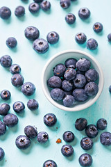 Blueberries on blue background 
