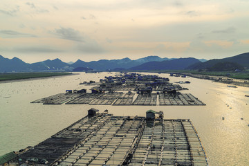 Seafood fish farming,Fishery on sea, Fujiang, China.