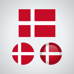 Danish trio flags, vector illustration
