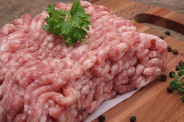 Raw minced meat with pepper, garlic