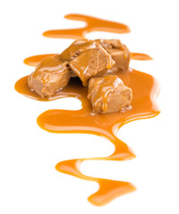 Portion of Caramel Sauce on a slate slab