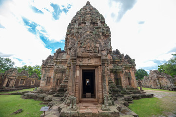 Fototapeta na wymiar Panomrung stone castle, famous public historic travel place in Buriram Thailand.