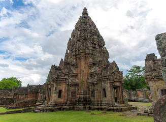 Fototapeta na wymiar Panomrung stone castle, famous public historic travel place in Buriram Thailand.