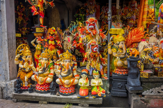 BALI, INDONESIA - MARCH 08, 2017: Impresive hand made structures, Ogoh-ogoh statue built for the Ngrupuk parade, which takes place on the even of Nyepi day in Bali, Indonesia