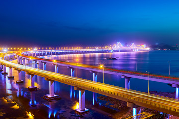 The Dalian Xinghai bay cross-sea bridge - obrazy, fototapety, plakaty