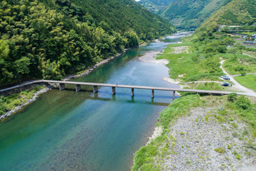 浅尾（あさお）沈下橋（高知県仁淀川）空撮