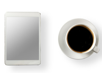 White tablet With coffee cup