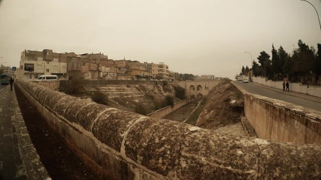 Bridge Under Canal Between Slum Area and Old Cemetery Historical Centre of Urfa