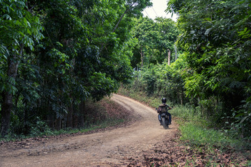 Riding off road on a custom motorcycle