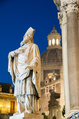 Fototapeta premium Statues outside Saint Agatha Church in Catania, Sicily