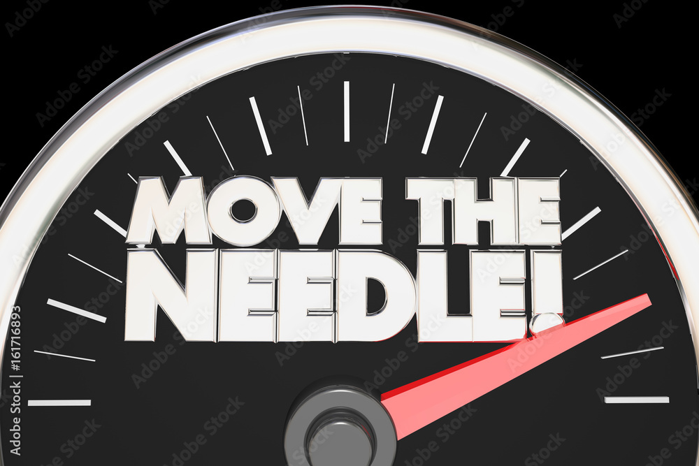 Wall mural move the needle speedometer make difference change 3d illustration