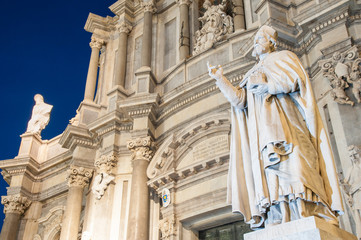 Statues outside Saint Agatha Church in Catania, Sicily