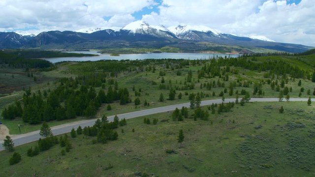 Aerial at Lake Dillon near Breckenridge Colorado in late Spring