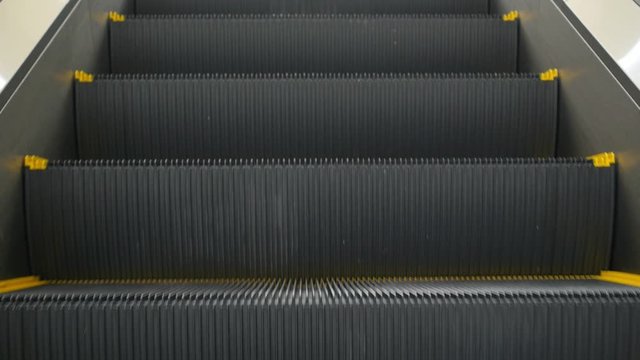 Moving Staircase Escalator Closeup. HD, 1920x1080. 