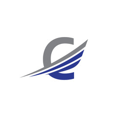 initial letter C logo wing