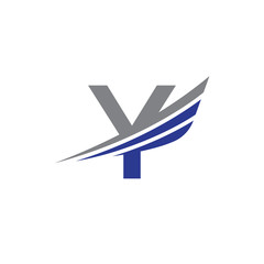 initial letter Y logo wing