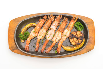 fried shrimps with garlic and lemon