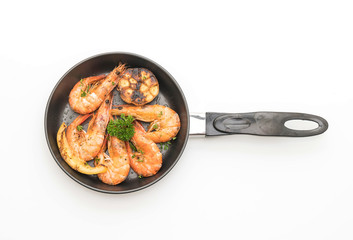 fried shrimps with garlic and lemon