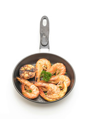 fried shrimps with garlic and lemon
