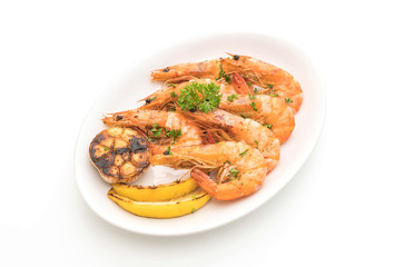 fried shrimps with garlic and lemon