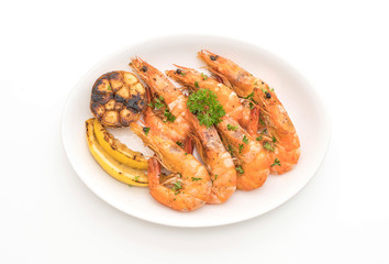 fried shrimps with garlic and lemon