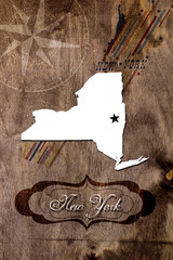 Poster New York state map outline