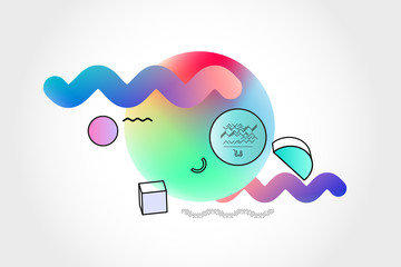 Marble trendy illustration backgrounds, placards with abstract liquid bubbles shapes, 80s memphis geometric style flat and 3d design elements. Retro art for covers, banners, flyers and posters.