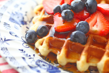 Breakfast waffle with fresh fruit