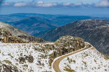 Landscape with snow in the Serra da Estrela mountains. County of Guarda. Portugal - 161740016