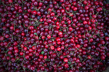 Cherry basket Sweet cherry background cherry with leaf