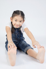 Asian cute girl in jump suit with smile face