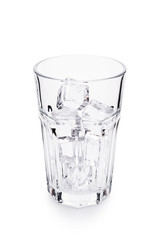 Glass with ice cubes. Isolated on white background.