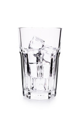 Glass with ice cubes. Isolated on white background.