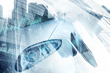 Obraz premium Close of elegant car . Mixed media