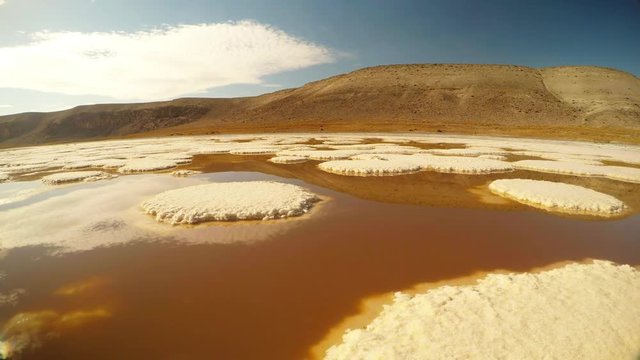 Panorama Meke Lake Ginger Water With Reflections of Sky Sunny Day