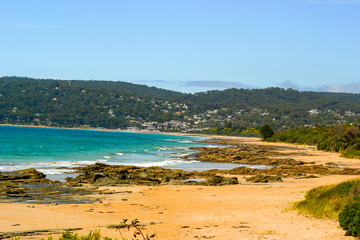 All shades of blue of the Pacific ocean.