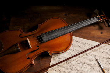 Fototapeta na wymiar Sheet music and violin