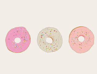 set of donut , sketch vector.