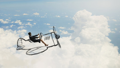 Aviator woman. Mixed media