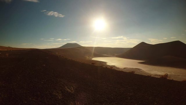 Incredible View on Meke Lake Many Volcanos Around Karapinar Turkey Sunset