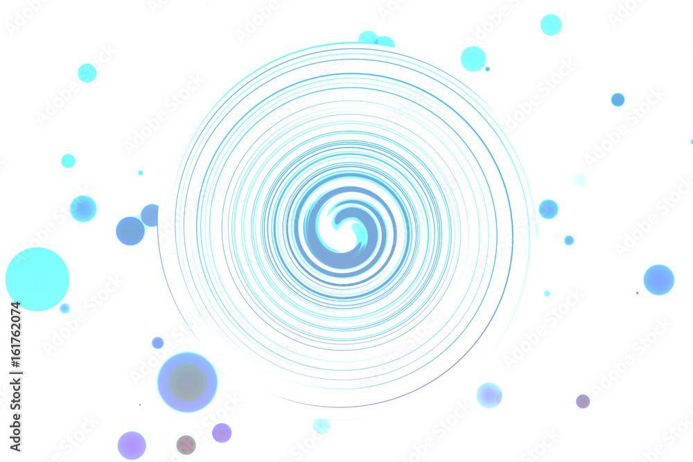 Poster modern abstract swirl on center and colorful circle element on white background