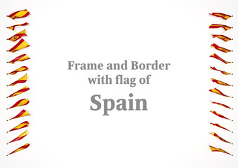 Frame and border with flag of Spain. 3d illustration
