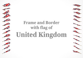Frame and border with flag of United Kingdom. 3d illustration