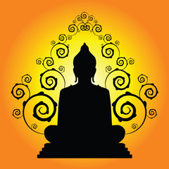 buddha statue on silhouette in vector