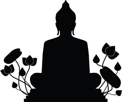 recommend clip art: buddha statue on silhouette in vector