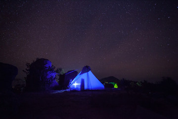 camping tent under sky night star
